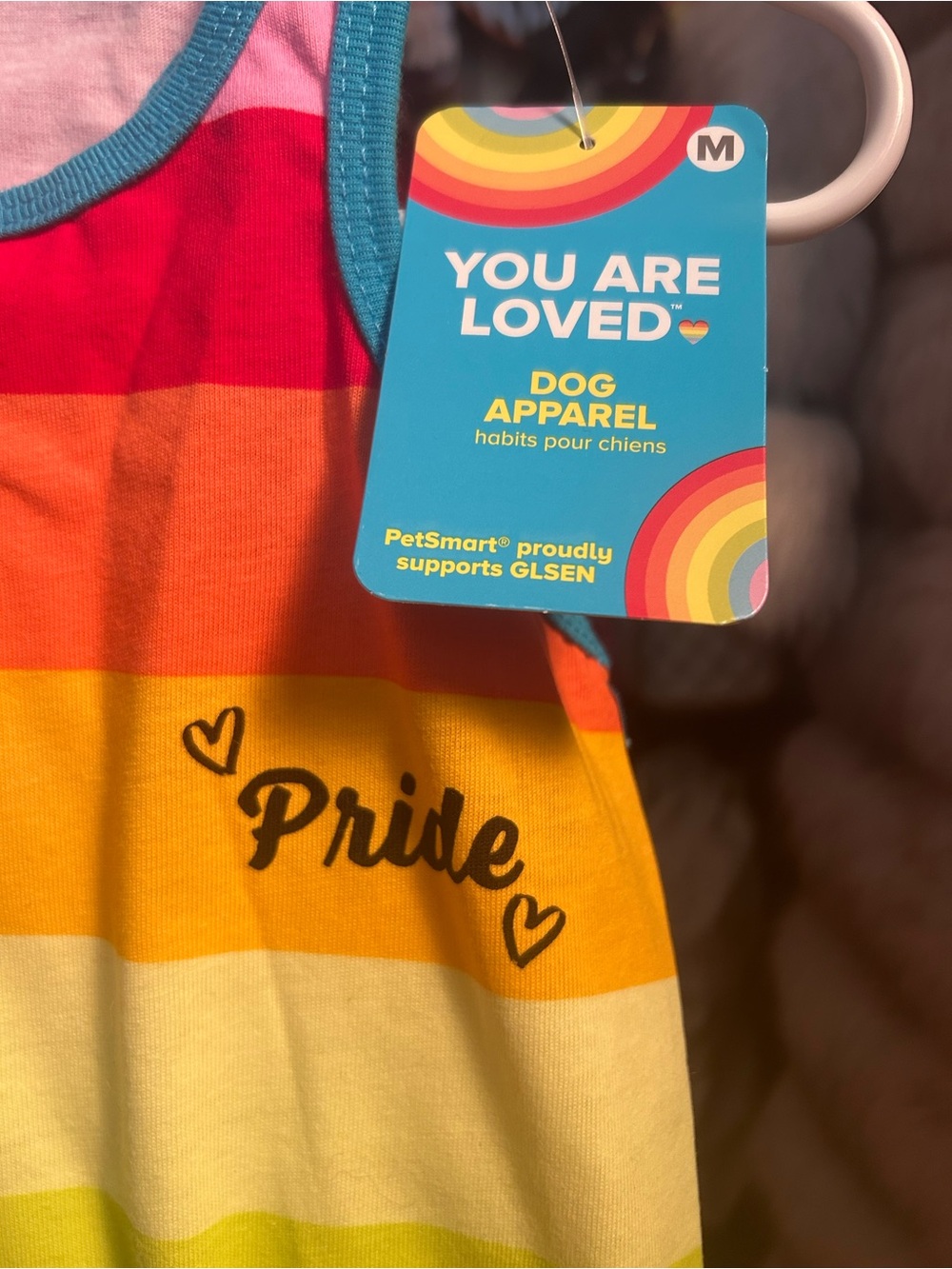 NWT SET OF 2: Dog Pride Rainbow Stripe & You Are Loved Tank Top Shirt Size M - Picture 2 of 6